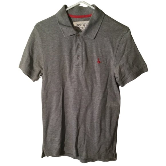Jack Wills Classic‎ Gray Polo Shirt Mens size small S SM Red Logo - Picture 1 of 3